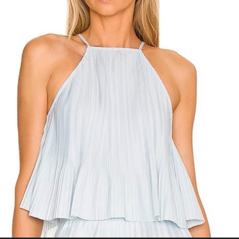 L'Academie Sky Blue Pleated Camisole